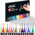 AROIC Paint Pens Paint Markers, 16 colors Oil-Based Waterproof Painting Marker Pen Set On Rock, Wood, Fabric, Metal, Plastic, Glass, Canvas, Mugs, Waterproof, DIY Craft and More