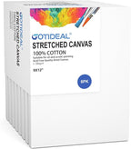 GOTIDEAL Stretched Canvas, 9x12 Inch Set of 8, Primed White - 100% Cotton Artist Canvas Boards for Painting, Acrylic Pouring, Oil Paint Dry & Wet Art Media
