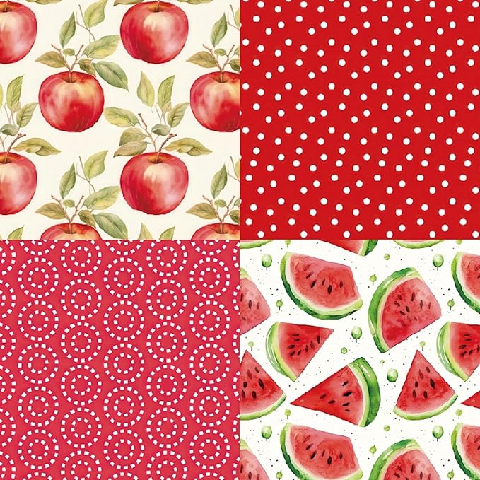 6x6 Berries & Blossoms Scrapbook Paper Pad | 24 Sheets (12 Designs) 160gsm Acid Free Cardstock | Strawberry, Cherry, Raspberry & Watermelon Patterns for Summer Crafts & Card Making