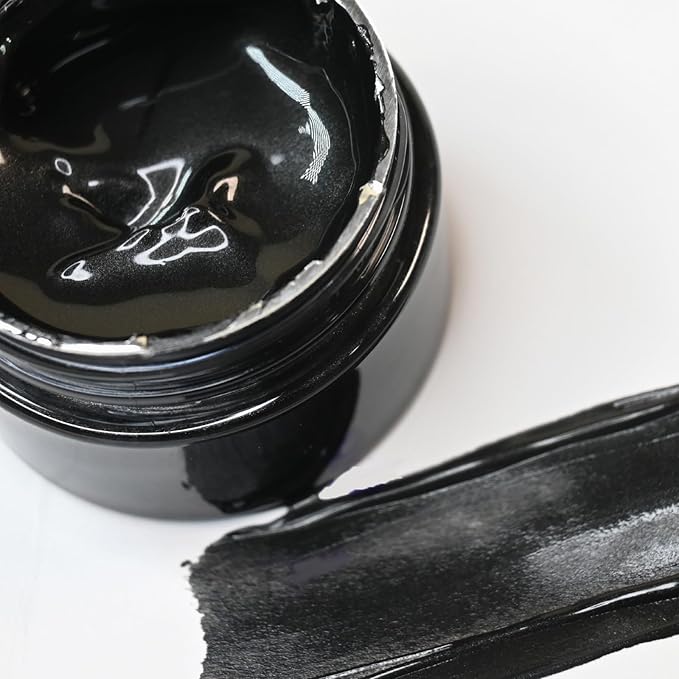 Shimmer Metallic Acrylic Paint Black Metallic Chalk Paste 1.7oz/50ml, Ideal for Wood/T-Shirts/Glass/Stone, DIY Crafts Projects Glitter Pearlescent Golden Pigment Suitable for Beginners Artists