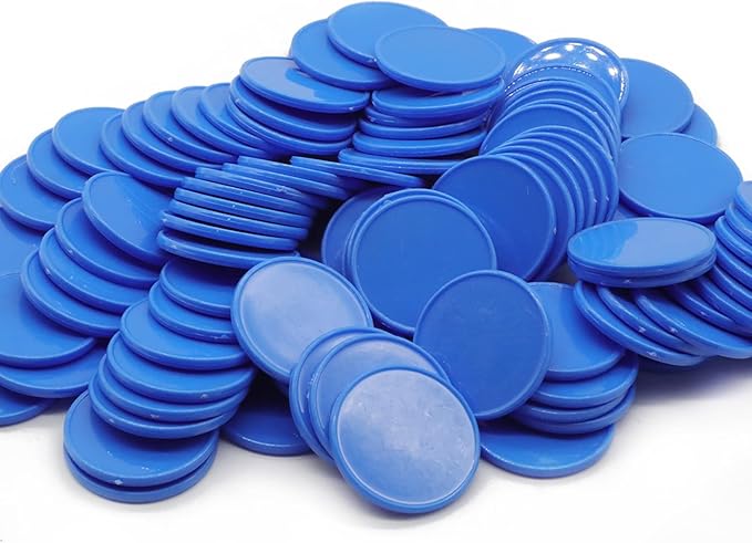 Set of 100 Opaque Plastic Learning Counters Mini Poker Chips Game Tokens with Storage Box (RoyalBlue, 1 Inch)