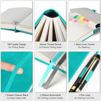 Lined Notebook Journal for Women Men, A5 College Ruled Notebook, 312 Numbered Pages Notebooks for Work, 100gsm Paper Daily Journal, Hardcover Vegan Leather Journals for Writing Office, Peacock Blue