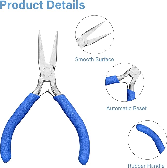 Jewelry Pliers, Needle Nose Jewelry Making Tools for Precision Crafting, Wire Bending and Repair