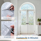 rabbitgoo Stained Glass Window Privacy Film Mosaic Pattern, Frosted Glass Window Film Rainbow Decorative Sticker, Static Cling UV Blocking Suncatcher for Home, 35.4 x 78.7 Inches