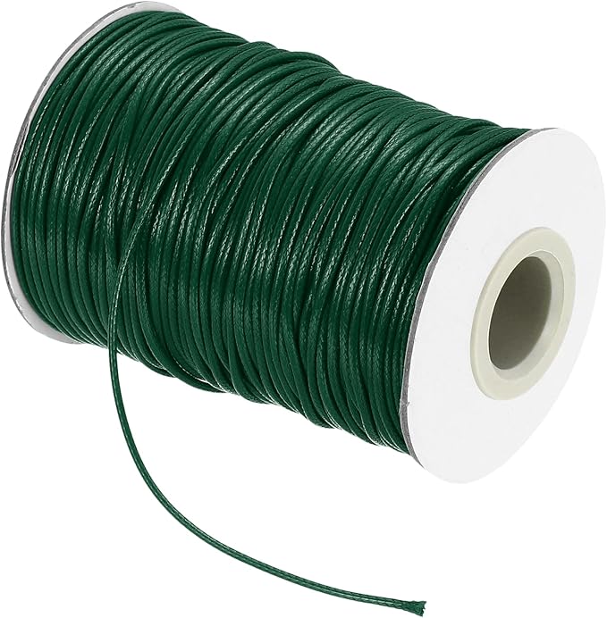 MECCANIXITY Waxed Cord 1.5mm Waxed Thread 87 Yard Wax String Leather Cord for Bracelet Making, Necklaces, Beading, Jewelry Making and DIY Crafts(Dark Green)