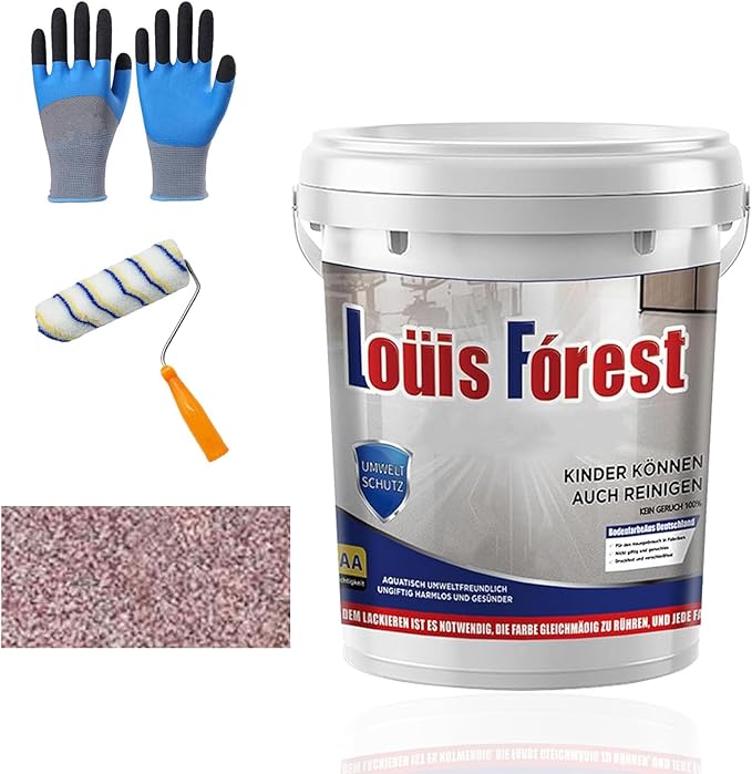 Louis Forest Epoxy Floor Paint, High-Gloss Marble Effect Coating, Epoxy Colored Sand Floor Paint, Wear-Resistant and Non-Slip for Indoor Outdoor (1KG-Peach red)