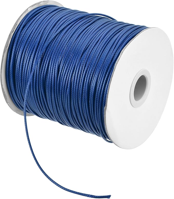 MECCANIXITY Waxed Cord 1.5mm Waxed Polyester Cord 175 Yard Wax String for Bracelet Making,Necklaces, Beading,Jewelry Making and DIY Crafts(Dark Blue)
