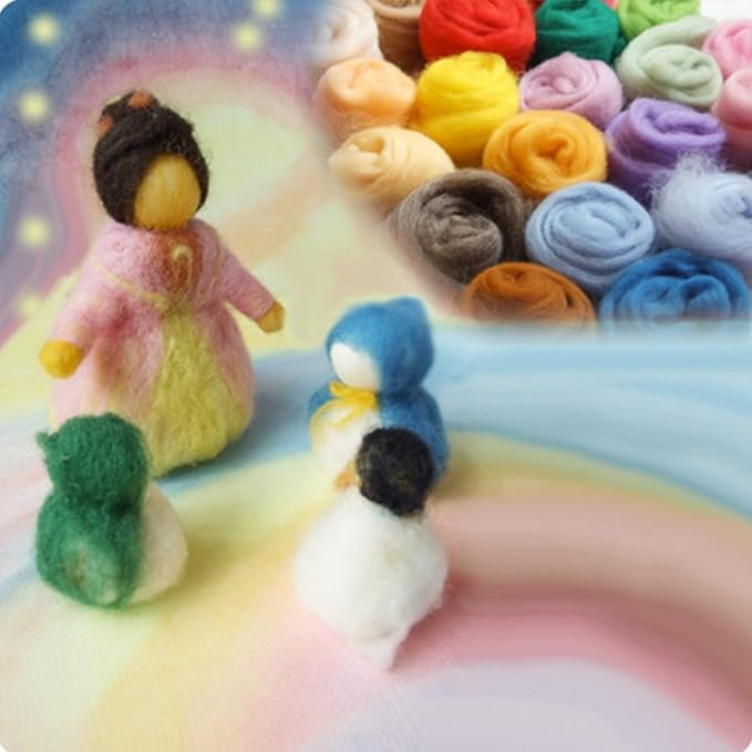 3.53oz Wool Roving Yarn, Wool Felting Supplies, Pure Wools, Chunky Yarn, Spinning Wool Roving for Needle Felting Wet Felting DIY Hand Spinning (Dark Blue)