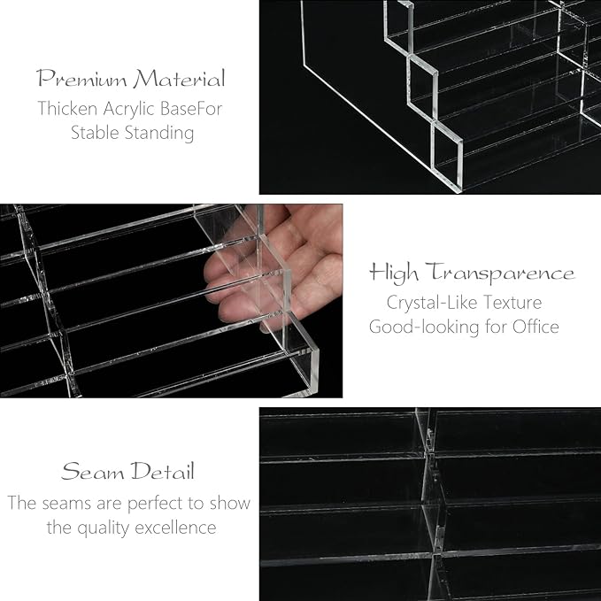 Acrylic Business Card Holder for Desk Multiple Business Card Holders 28 Slot 7 Tier Large Business Card Organizer Business Card Display Rack Clear Plastic Business Card Stand for Home Office
