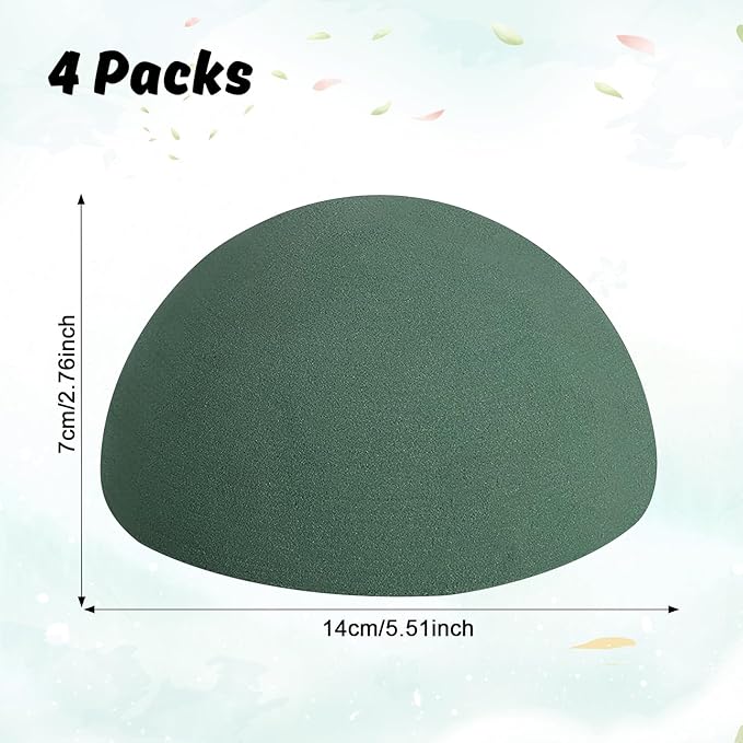 LOKIPA Floral Foam Round, 4 Pack Floral Dry Foam Half Ball for Artificial Plant Floral Arrangement and Wedding and Garden Decorations(5.51x2.76inch)