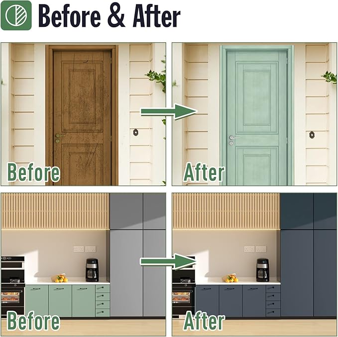 DWIL Matte Finish Furniture Paint - 32 Oz Wood Paint for Cabinets, Doors, Tables, and Dressers Refinishing - Water-Based, Non-Toxic & Odorless, Easy to Apply(Anthracite Gray)-With Tools