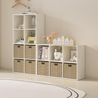 Wood Cube Storage Organizer Closet Cabinet for Living Room Bedroom Study Shelf Bookcase Wooden Floor Standing Open Bookshelf for Kids Home Office Display Storage Cabinet (White, 6-Cube, 11.81in)