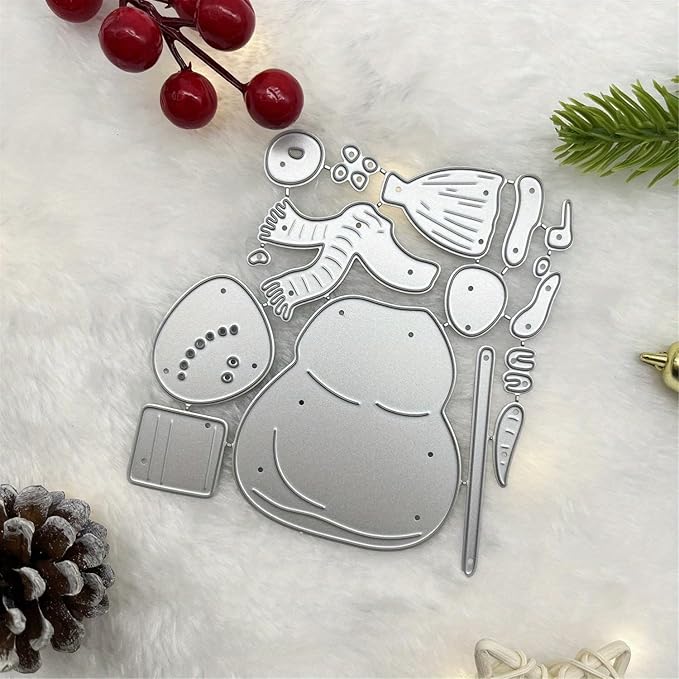 Festivals Metal Cutting Die for Scrapbooking, Christmas Cut Stencils for DIY Scrapbook Photo Album Decorative Paper Card, Card Making Supplies, Embossing (Snowman 4.2 x 3.9 in)