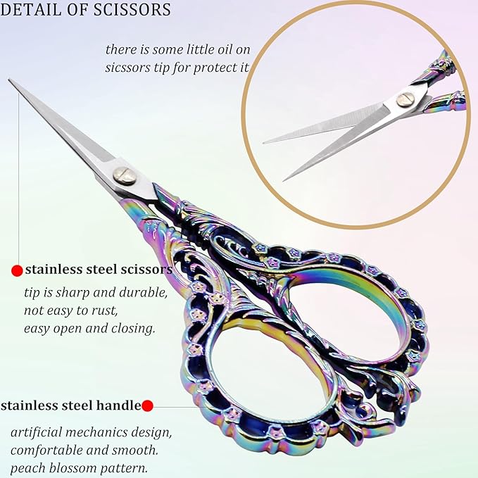 BIHRTC 4.5Inch Small Embroidery Scissors Stork Crane Scissor with Cover Tassel Bird Stainless Steel Tip Dressmaker Shears for Crafting Thread Cutting Sewing DIY Artwork Housework Cross