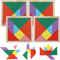 3 otters Wooden Tangram Puzzles for Kids, Educational Shape Puzzle Toys, STEM Montessori Brain Logic Blocks, 4 Pack