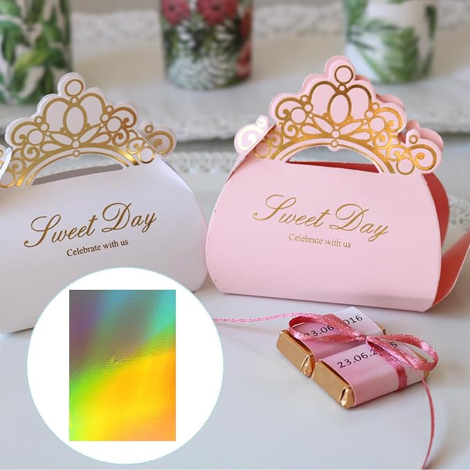 PATIKIL 11.7x8.3" Hot Stamping Foil Paper Sheet, 20 Sheets A4 Heat Transfer Hot Stamping Paper Foil for Leather DIY Logo Decor Craft Gift Package Scrapbook Card, Laser Gold