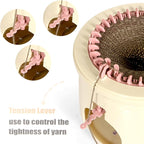 SENTRO Knitting Machines, 32 Needles Knitting Loom Smart Knitting Board Rotating Double Weaving Machine Kit for Kids and Adults Pink