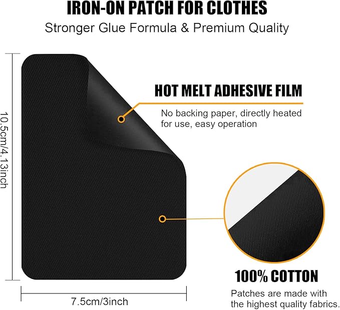 MOONSJONES Iron on Patches for Clothes Fabric Repair, 8 PCS Premium Strongest Glue Cotton Gear Reparing Patch for Holes Inside & Outside Pants, Jeans, Jacket, Hat, Canvas (7.5 cm x 10.5 cm-army green)