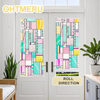 3D Stained Glass Window Privacy Film, Heat Control UV Blocking Static Cling Decorative Window Film for Bathroom,Front Door,Home Non Adhesive,16.9 x 39.3 inches Vibrant Reverie