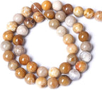 90pcs 8mm Natural Coral Jade Chrysanthemum Stone Beads Round Loose Beads for Jewelry Making,DIY Bracelet Necklace 32" 2 Strands