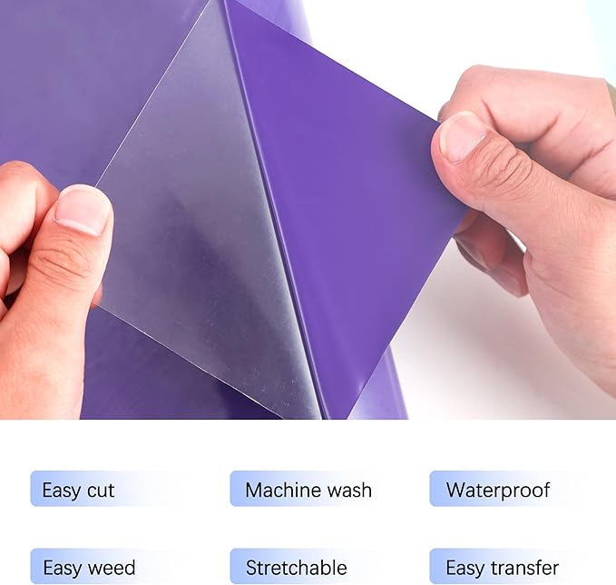 RENLITONG Matte Purple Iron on Vinyl Roll - 12Inch x 13ft HTV Heat Transfer Vinyl for T-Shirt, HTV Rolls for All Cutter Machine - Easy to Cut & Weed for Heat Transfer Design