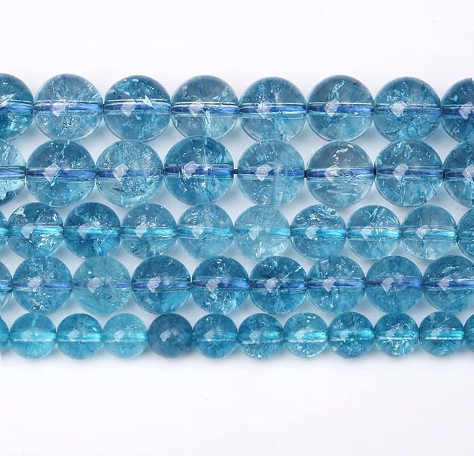 180pcs 4mm Blue Topaz Crystal Quartz Natural Stone Round Loose Beads for Jewelry Making DIY Bracelet Necklace Earrings 32" 2 Strands