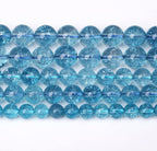 74pcs 10mm Blue Topaz Crystal Quartz Natural Stone Round Loose Beads for Jewelry Making DIY Bracelet Necklace Earrings 32" 2 Strands