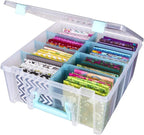 ArtBin 6990SA Super Satchel Double Deep Compartment Box - Art Storage with 8 Removable Compartments, Smart Closure for Craft Supplies (Clear & Aqua- Pack of 1)