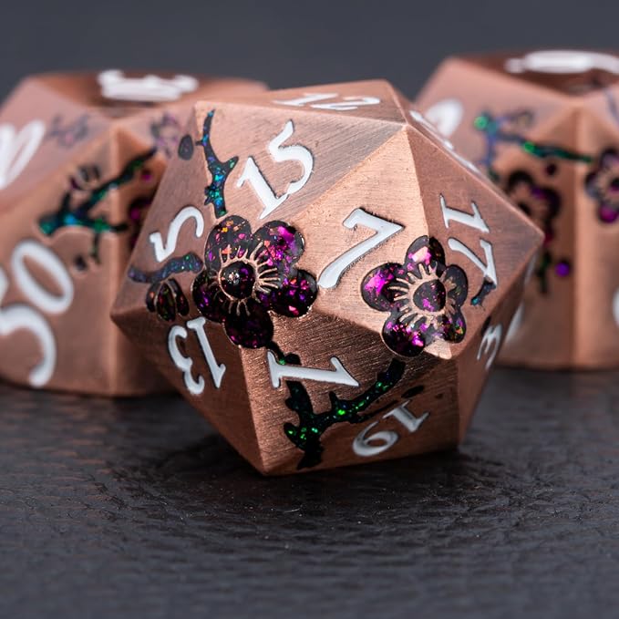 Purple & Red DND Metal Dice, 7PCS Aluminum Dice Set with Gift Case for Dungeons and Dragons, RPG, MTG, Pathfinder