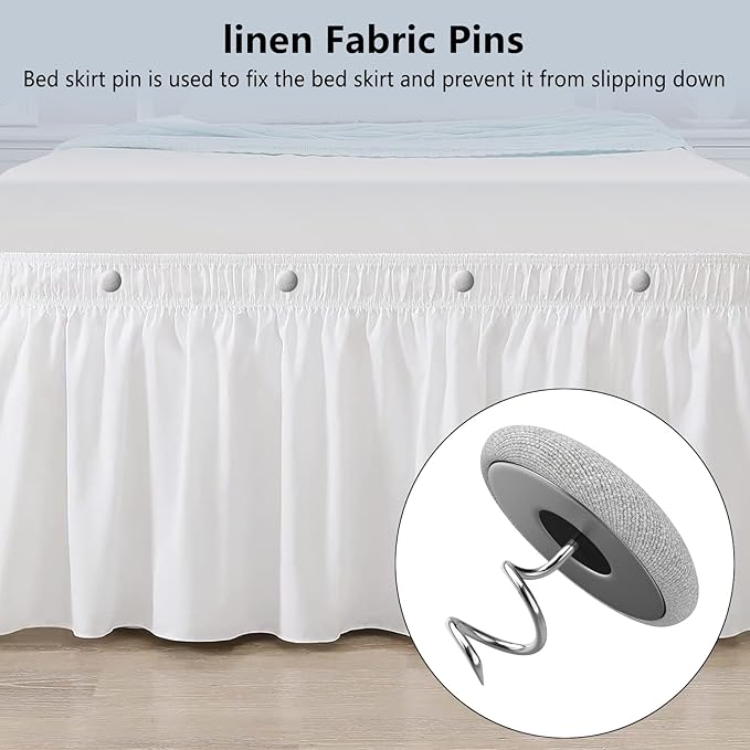 12 Colors Fabric Covered Button Twist Pins Dust Ruffle Pins- for Sofa，Upholstery，Armchair Caddies, Armrest Covers,Bed Skirts, Slipcovers, Headliners (Light Gray, 24)