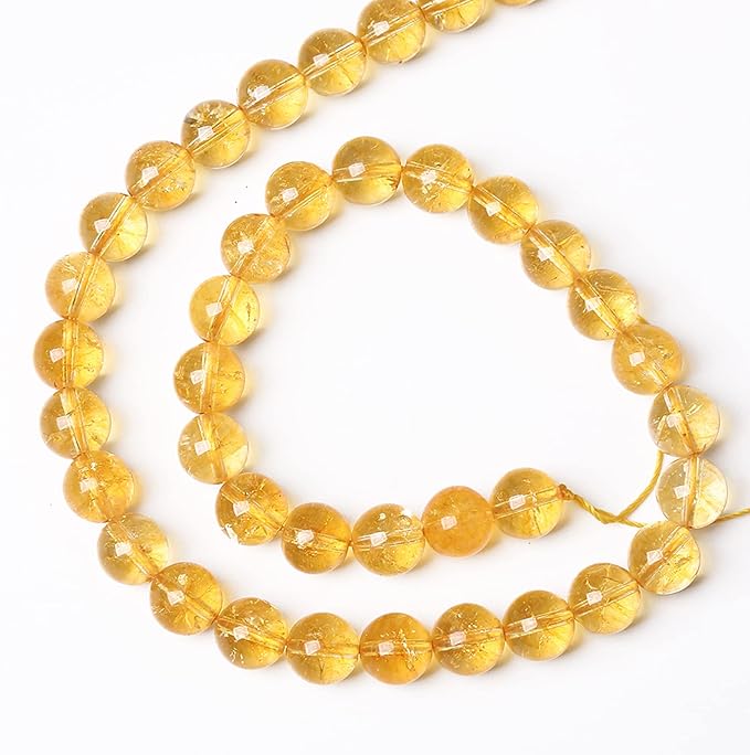 180Pcs 4mm Natural Citrine Beads for Jewelry Making Yellow Crystal Quartz Round Loose Beads DIY Bracelet Necklace Earrings 32" 2 Strands