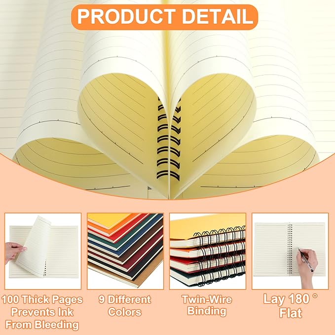Yahenda 72 Pcs Spiral Notebook Bulk A5 Journal Lined 8.3'' x 5.5'' Writing Composition Paper Small Notepad Subject Notebook for Students Office Business Back to School Supplies (Multi Color)