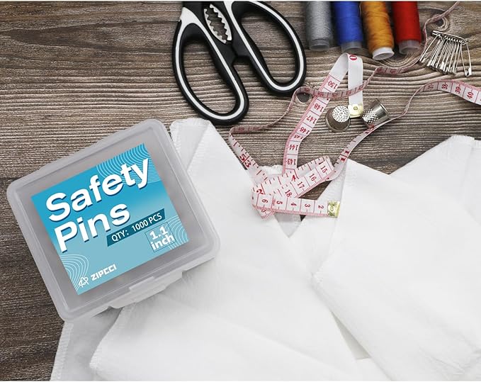 ZIPCCI 1000 Pcs 1.1 inch Nickel Plated Mini Safety Pins