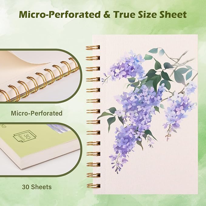 5x7.5 Inch Spiral Watercolor Paper Pad - 30 Sheets 140lb/300g Acid-Free Artist Paper | Tear-Line Perforated Pages for Framing & Mixed Media |Watercolor, Art Journaling (Adults, Students, Travel)