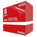 Trotec TroLase | 12"x12"x1/16", 8 Pcs | Red/White | 2 Ply | Modified Acrylic | Laser Engraving Double Color Plastic Sheet | Engraving Blanks for Laser, Saw, Guillotine | Made in USA