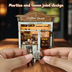 DIY Miniature House Kit, Coffee Shop Book Nook Kit, Mini Building Kit, Dollhouse Kit for Adults and Teens, 3D Wooden Puzzles with LED Light, Craft Kit for Family and Friends(Retro Coffee Shop)
