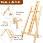 AROIC 8 Pack 15 Inch Wood Easels, Easel Stand for Painting Canvases, Art, and Crafts, Tripod, Painting Party Easel, Kids Student Table School Desktop, Portable Canvas Photo Picture Sign Holder.