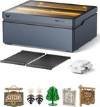 WECREAT Vision 40W Enclosed Laser Cutter and Engraver Machine with HD Smart Camera, Air Assist, Laser Bed, 600mm/s Batch Process Speed, Diode Desktop Laser Cutter for Wood, Acrylic, Metal, Leather