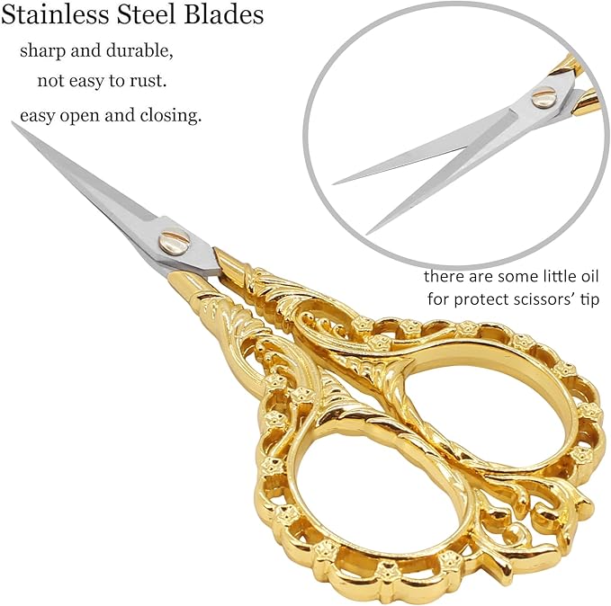 BIHRTC DIY Tools Dressmaker Small Shears with Artificial Leather Cover Stainless Steel Sharp Straight Tip Scissors Small Shears for Craft Home Sewing Supplies Cross Stitch Needlework DIY