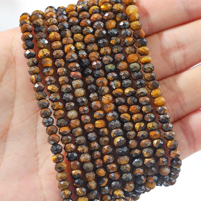 Natural Yellow Tiger Eye Beads 4x2mm 120pcs Faceted Rondelle Loose Semi Gemstone Beads for Jewelry Making Design