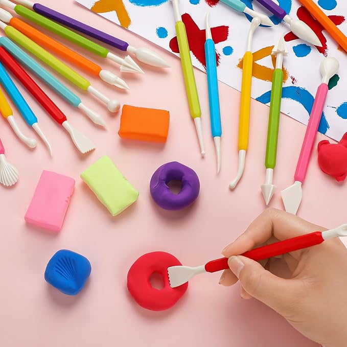 18PCS Clay Sculpting Tools, Double Head Air Dry Clay Carving Tools Kits for Kids and Adults, Sculpting Tools for Clay Sculpey, Modeling Clay Ideal, Air Dry Clay and Shaping