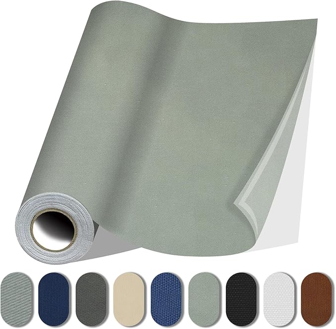Fabric Repair Patches, 35X79 Inch Canvas Self-Adhesive Fabric Patches Tape Durable, DIY Large Canvas Repair for Sofa, Couches, Furniture, Chair, Clothing （35X79 Inch, Grey）