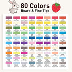 Alcohol Markers Set, 80 Colors Dual Tip Art Markers with Broad and Fine Tips for Adult Coloring Books, Drawing, Illustration, Sketching, No Bleed Ink Supplies