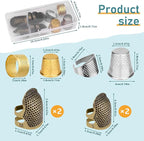 ZMAAGG Thimbles for Hand Sewing, 8 PCS Sewing Thimble Kit, Metal Finger Protectors, Thimble Ring for Hand Quilting and Embroidery