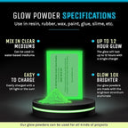 Glow in The Dark Pigment Powder - Neutral and Fluorescent Color for Art Painting, Fine Art, Nail Art Paint, and DIY Crafts - Long Lasting, 10+ Color Options - Fluorescent Blue - (120 Grams/4 Ounces)