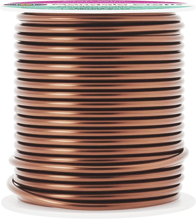 Mandala Crafts 13 Gauge Anodized Aluminum Craft Wire for Jewelry Making - 60 FT Colored Flexible Light Brown Wire - Bendable for Bonsai Armature Crafting Sculpting