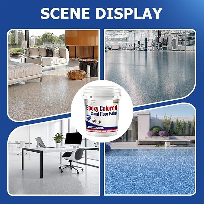 Epoxy Colored Sand Floor Paint, Epoxy Floor Paint for Concrete, High Gloss Marble Effect Coating, Waterproof Non-Slip Concrete Paints, Suitable for Indoor/Outdoor Use (Colorful,16 oz/0.5 kg)