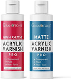 GRANOTONE Acrylic Artist's Varnish | High Gloss & Matte Finish | Non-Yellowing | Non-Toxic | Anti-Crazing | for Artists, Hobby Painters & Kids | Made in India | 100 ML x 2 (6.6 fl oz)