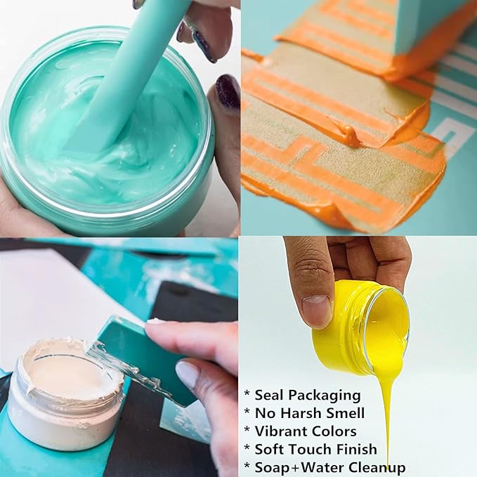 JAJADO Chalk Paste Paint for Christmas Stencils Set 20 Pcs, Winter Silk Screen Reusable Adhesive Print Xmas Mesh Transfers for Craft on Wood DIY T-Shirt Gift Card