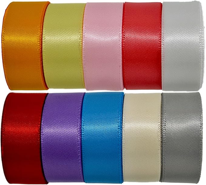 1-1/2 Inch Double-Faced Satin Ribbon 50 Yards Set,“Morning Meadow”–10 Nature Colored Ribbon Bulk for Gift Wrapping, Crafts, Flower Bouquet, Easter, Wedding, Party Decor, Teacher Kids, Hair & Bows